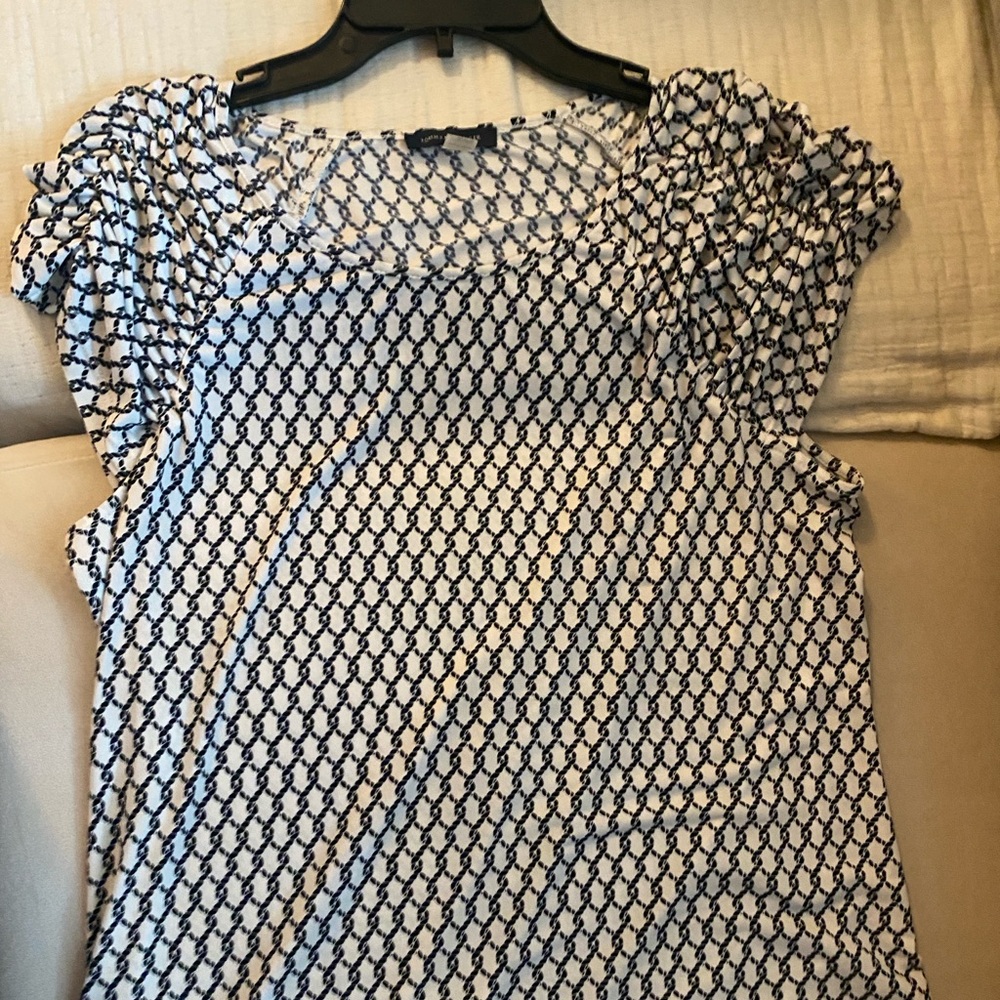 Tommy Hilfiger Black and Navy Geometric Blouse